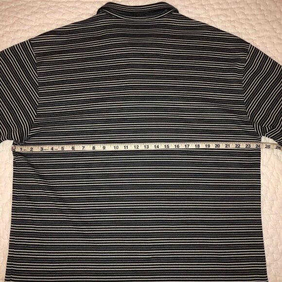 NIKE GOLF Fit Dry Performance Mens XL Black/White Striped S/S Polo Shirt EUC - Picture 7 of 8